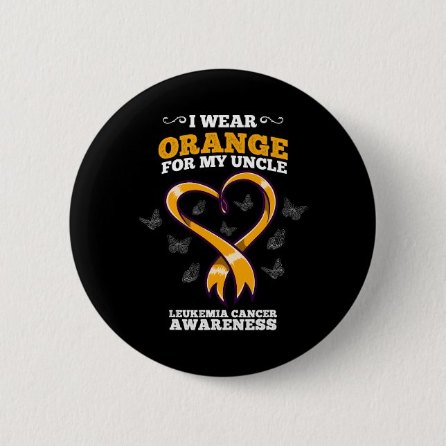 Jag bär Orange Farbror Leukemi Cancer Medvetenhet  Knapp (Framsida)