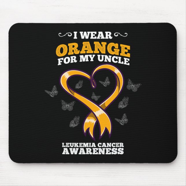 Jag bär Orange Farbror Leukemi Cancer Medvetenhet  Musmatta (Framsidan)