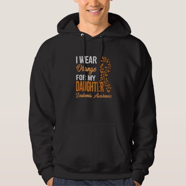 Jag bär orange för min dotters leukemi medvetenhet hoodie (Framsida)