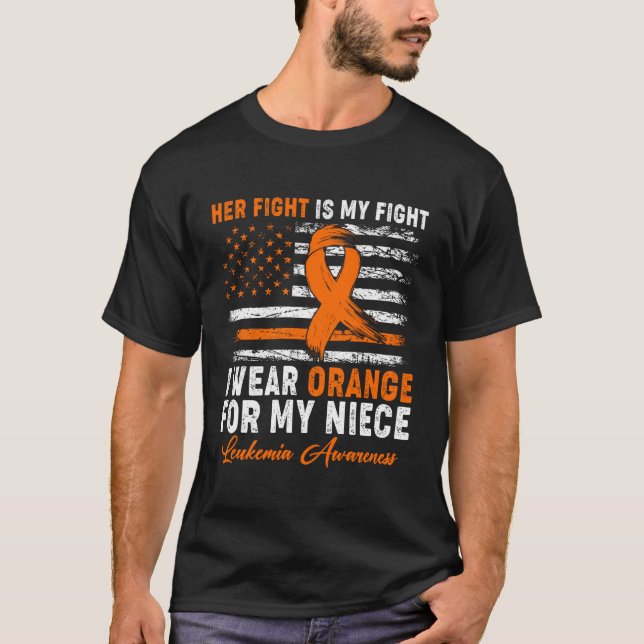 Jag bär orange för min systerdotter Leukemi medvet T Shirt (Framsida)