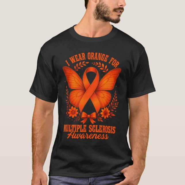 Jag bär orange för MS-medvetenhet  T Shirt (Framsida)