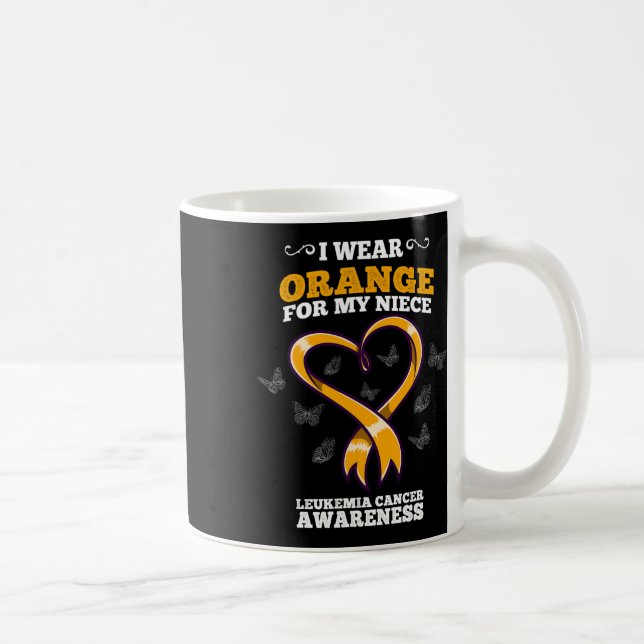 Jag bär Orange Niece Leukemi Cancer Medvetenhet Bl Kaffemugg (Höger)