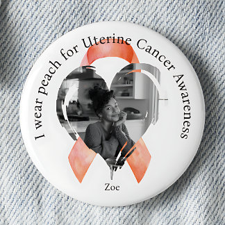 Jag bär persika för medvetenhet om livmodercancer knapp
