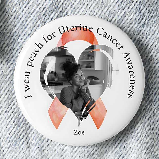 Jag bär persika för medvetenhet om livmodercancer  knapp (Skapare uppladdad)