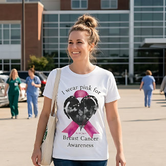 Jag bär rosa för bröstcancer medvetenhet foto t shirt