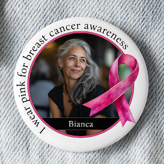 Jag bär rosa för bröstcancerupplysning knapp