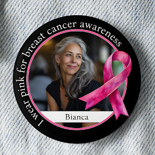 Jag bär rosa för bröstcancerupplysning knapp