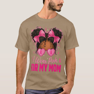 Jag bär rosa för min mamma bröstcancer afro tjejer t shirt