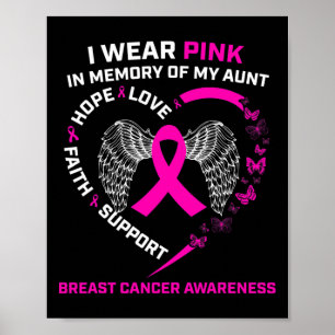 Jag bär rosa till minnes av min faster Bröstcancer Poster