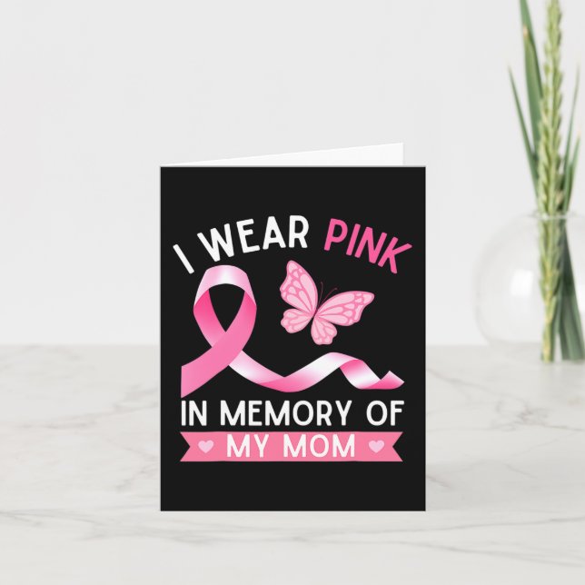 Jag bär rosa till minnes av min mamma bröstcancer  kort (Framsida)