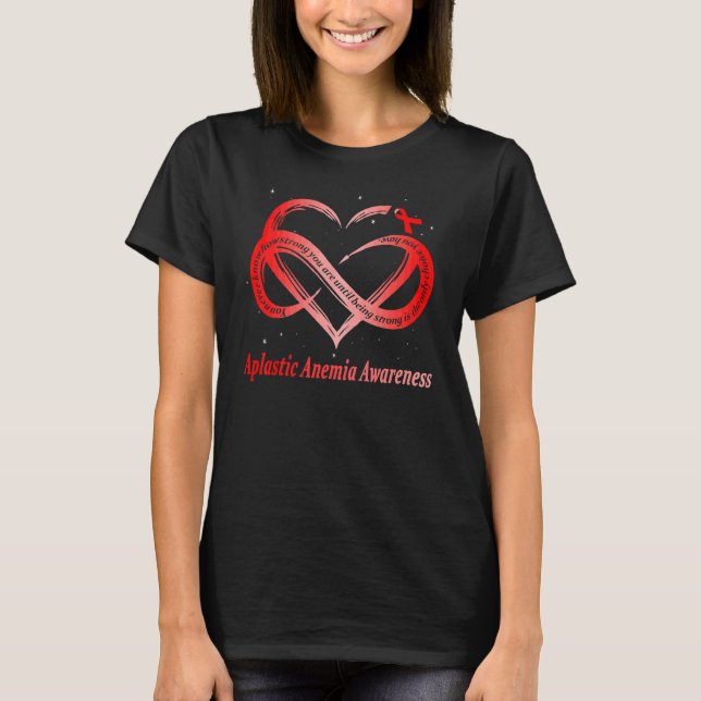 Jag Bär Rött För Aplastisk Anemi Medvetenhet Kriga T Shirt (Framsida)