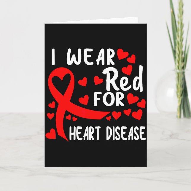 Jag bär rött för hjärtsjukdom medvetenhet band Röt Kort (Framsida)