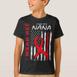 Jag bär rött för min Nana hjärtsjukdom medvetenhet T Shirt