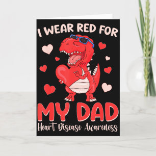 Jag Bär Rött För Min Pappa Dinosaurie Hjärt Sjukdo Kort