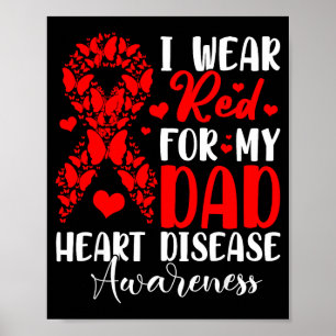 Jag bär rött för min pappa Höjd hjärtsjukdom medve Poster