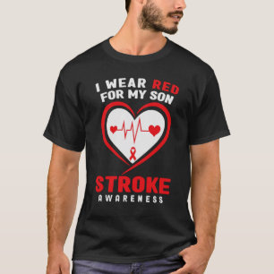 Jag bär rött för min sons stroke medvetenhet, bär t shirt