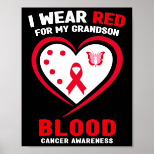 Jag bär rött för min sonsons blodcancer medvetenhe poster