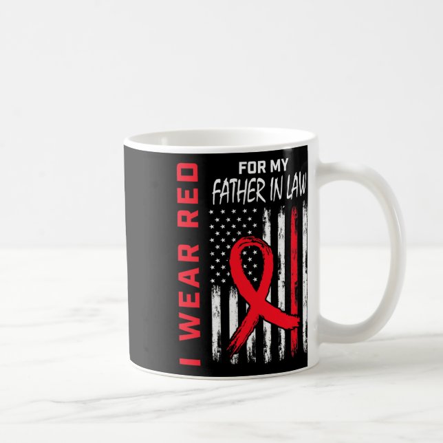 Jag Bär Rött För Min Svärfars Hjärtinfarkt Medvete Kaffemugg (Höger)