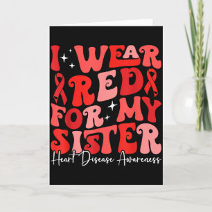 Jag bär rött för min syster Retro CHD Medvetenhet  Kort