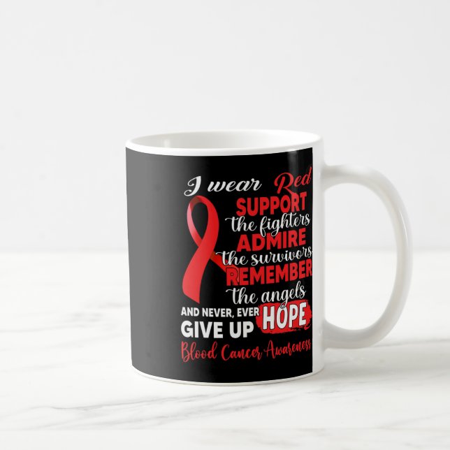Jag bär rött stöd Fighters Blodcancer Medvetenhet Kaffemugg (Höger)