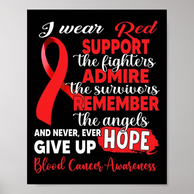 Jag bär rött stöd Fighters blodcancer medvetenhet Poster (Framsidan)