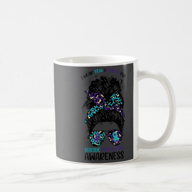 Jag bär teal &amp; lila för att förebygga självmor kaffemugg (Höger)