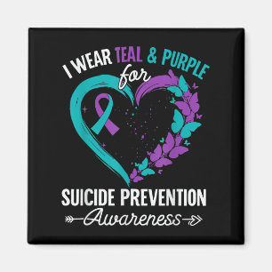 Jag bär teal &amp; lila för medvetenhet om suicidp magnet
