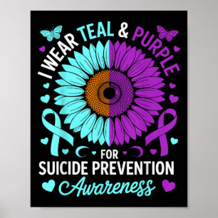 Jag bär teal & lila för medvetenhet om suicidp poster