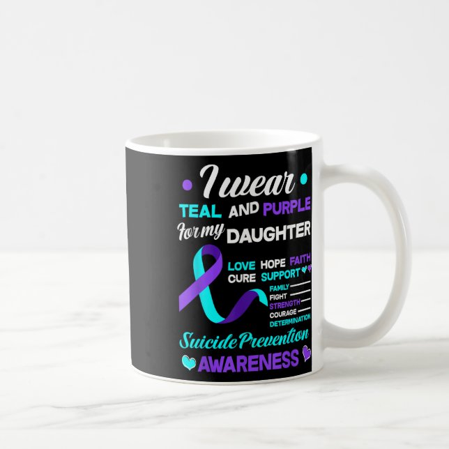Jag bär teal &amp; lila för min dotters självmord  kaffemugg (Höger)