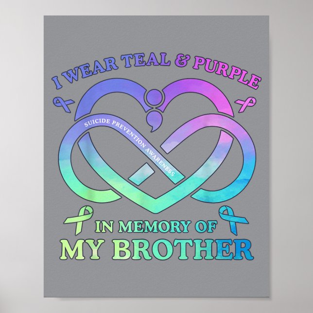 Jag Bär Teal Lila Minne Av Min Bror Förebyggande Poster (Framsidan)