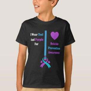 Jag bär teal och lila för medvetenhet om suicidpre t shirt