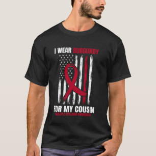 Jag bär vinrött för min kusin Multipel Myelom Rib T Shirt