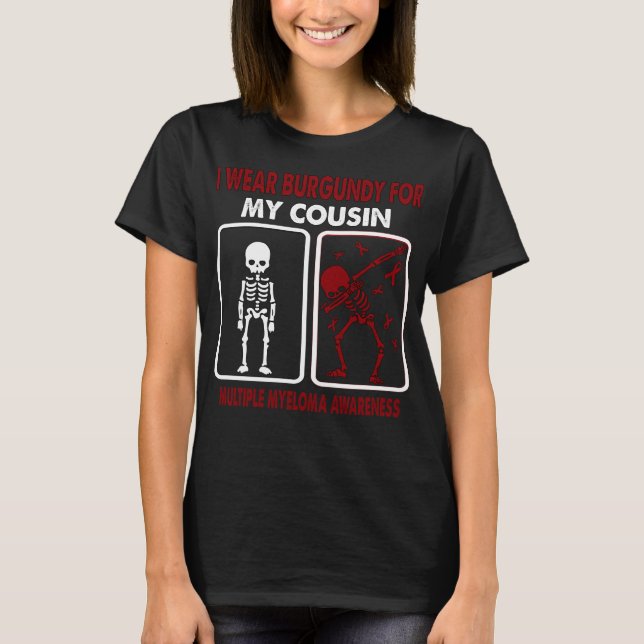 Jag Bära Burgundy för min kusin MÅNGA MYELOMA T Shirt (Framsida)