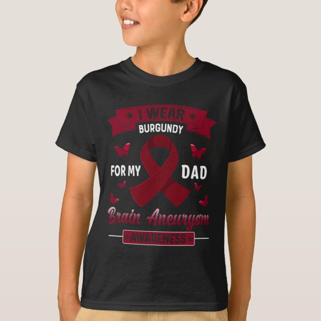 Jag Bära Burgundy för mina Pappa-hjärnans Aneurysm T Shirt (Framsida)
