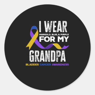 Jag Bära för min farfar Bladder Cancer Awareness Runt Klistermärke