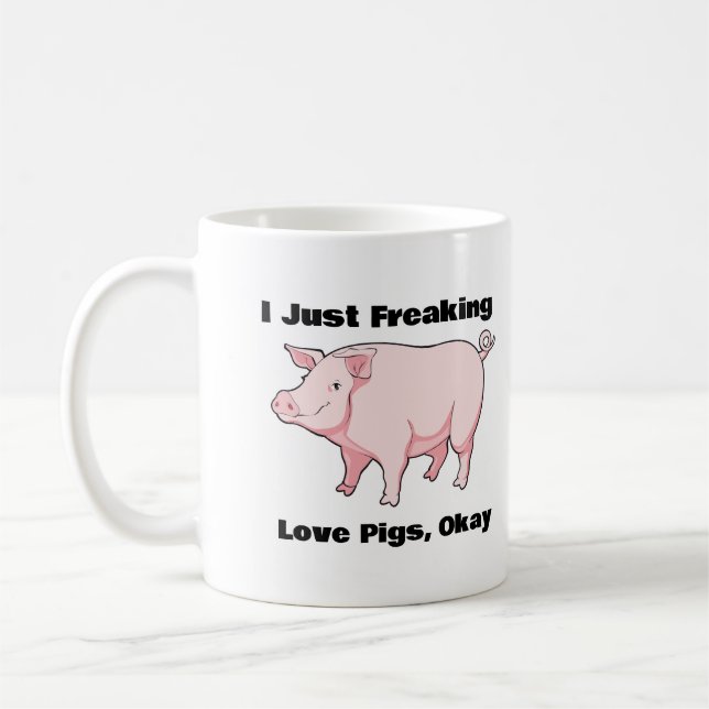 Jag bara Freaking Kärlek Grisar, okej kaffe Mugg (Vänster)