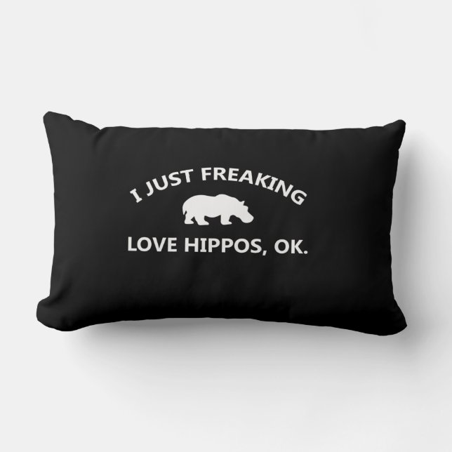 Jag bara Freaking Kärlek Hippos Gift Lumbarkudde (Framsida)