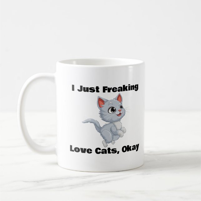 Jag bara fryser Kärlek-katter, okej, Kattkaffe Mug Kaffemugg (Vänster)