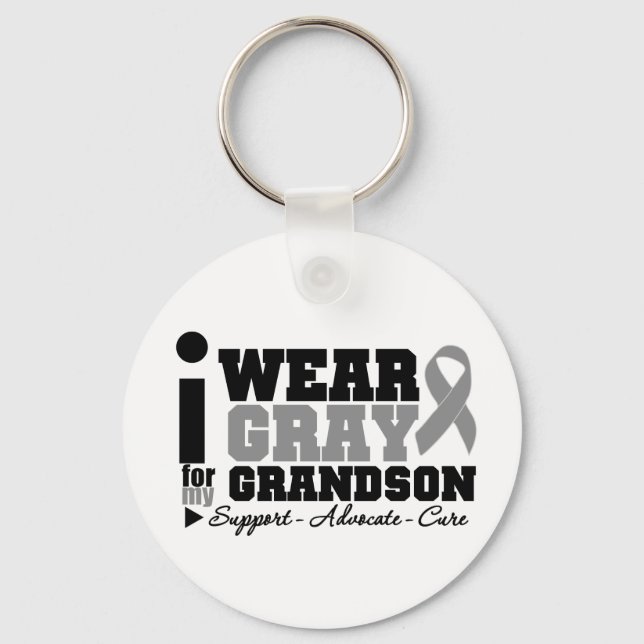 Jag Bära Grått Ribbon till min morson Nyckelring (Framsida)