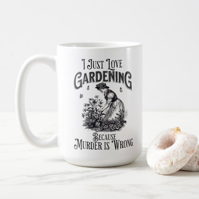 Jag bara  i kärlek, för mord är fel kaffemugg (Med munk)