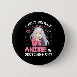 Jag bara Kärlek Anime och Sketching Teckning Art Knapp