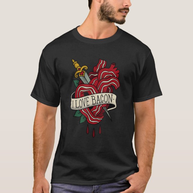 Jag bara Kärlek Bacon Kött Food Breakfast Bacon T Shirt (Framsida)