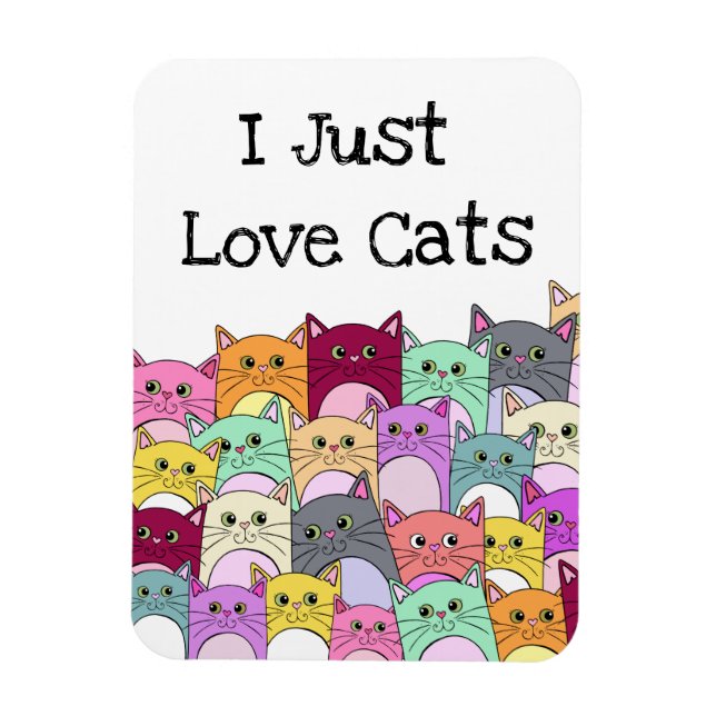 Jag bara Kärlek Cats Cute Colorful Magnet (Vertikal)