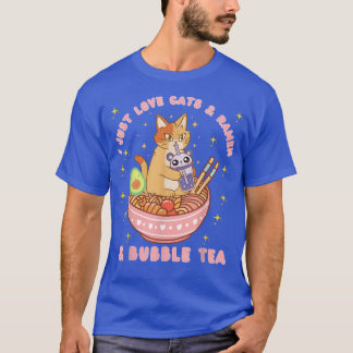 Jag bara Kärlek-katter och Ramen och Bubble Tea Ka T Shirt