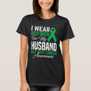 Jag Bära Kelly Grönt för min Make-bilektscancer T Shirt