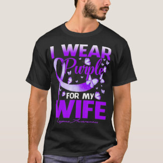 Jag Bära Lila för min fru Lupus Awareness Butterfl T Shirt