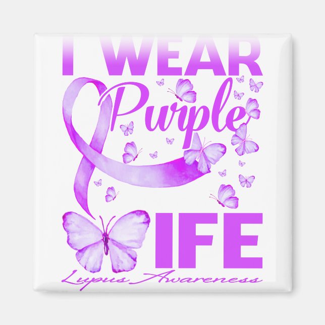 Jag Bära Lila för min fru Lupus-medvetenhet Magnet (Framsidan)