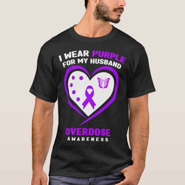 Jag Bära Lila för min Huss överdoseringsmedvetenhe T Shirt (Framsida)