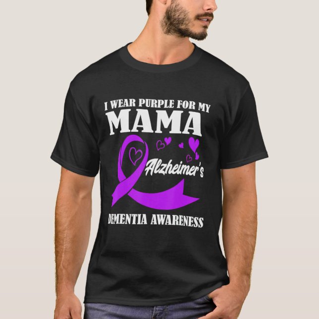 Jag Bära Lila för min Mamma Alzheimers demenssjukd T Shirt (Framsida)