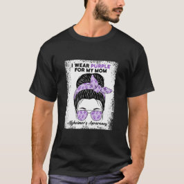 Jag Bära Lila för min Mamma Messy Bun Alzheimers A T Shirt